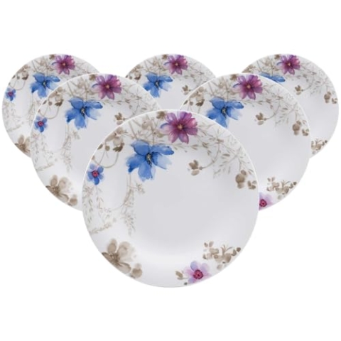 Villeroy & Boch Mariefleur Gris Basic Speiseteller 6er Set, 27 cm Bunt, Spülmaschinenfest, Mikrowellensicher, Geschirr Blumen, Teller, Essteller Keramik, Premium Porzellan