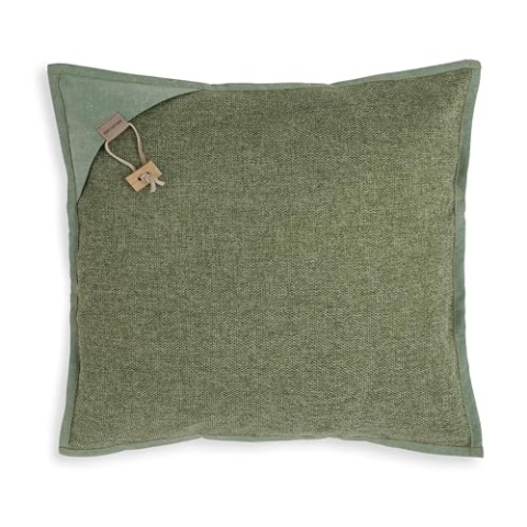 KNIT FACTORY - Hope Kissen - Modernes Dekokissen mit feinmaschigen Struktur - Couchkissen mit Füllung und Bezug - Quadratische Sofakissen - 50x50 - Grün