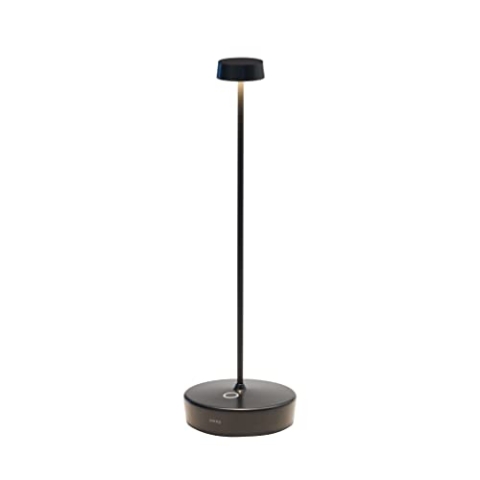 Zafferano, Swap Pro Lampe, Wiederaufladbare und Kabellose Tischlampe mit Touch Control, Geeignet für den Innen- und Außenbereich, Dimmer, 2700 K, Höhe 32,5 cm, Farbe Schwarz