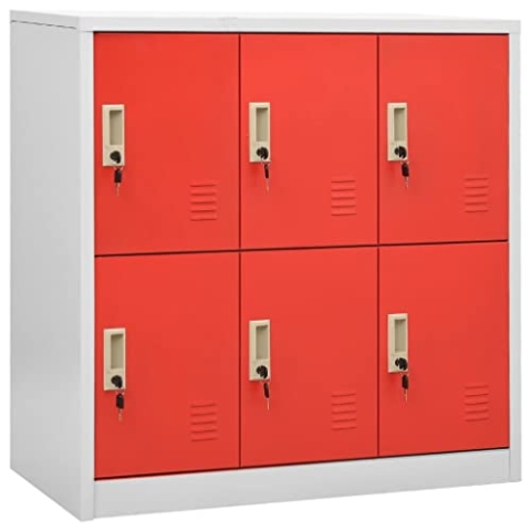 vidaXL 2X Schließfachschrank Spind Umkleideschrank Metallschrank Stahlschrank Fächerschrank Garderobenschrank Schrank Hellgrau Rot 90x45x92,5cm Stahl