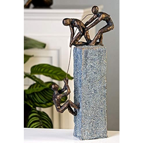 Casablance Deko Skulptur Assistance aus Poly - Deko Figur - Dekoration Wohnzimmer - Bronze/dunkelgrau - Höhe 43 cm Breite 18 cm