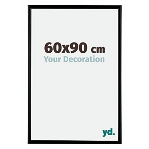 yd. Your Decoration - Bilderrahmen 60x90 cm - Schwarz Matt - Bilderrahmen aus Kunststoff mit Acrylglas - Antireflex - 60x90 Rahmen - Bordeaux