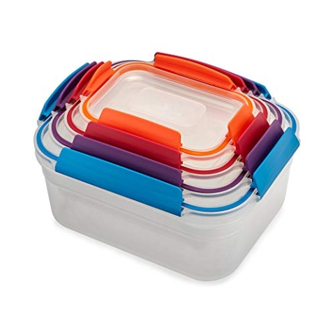 Joseph Joseph Nest Lock, 4 Stück Kunststoff Küche Lebensmittel Lagerung aufbewahrungsbox mit Deckel, auslaufsicher, luftdicht, platzsparend, BPA frei- Multicolour