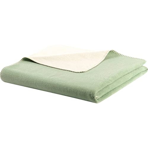 biederlack Wohndecke Doubleface Baumwollmischung Mint-Ecru Größe 150x200 cm