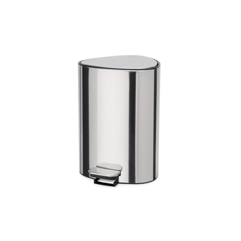 Joseph Joseph EasyStore Luxe 5l Edelstahl Treteimer mit Müllbeutel, Absenkautomatik Deckel, herausnehmbarer Inneneimer, für Bad, Schlafzimmer, Büro, Rostfreier Stahl