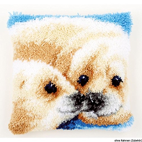 VERVACO Deko Kissenbezug Knüpfset für Anfänger HEULER Basteln Erwachsene Kreativ DIY Handarbeit Selber Knüpfe 40 x 40 cm Latch Hook Kit Set Kissen Knüpfkissen mit Knüpfhaken, Baumwolle, Multicolor