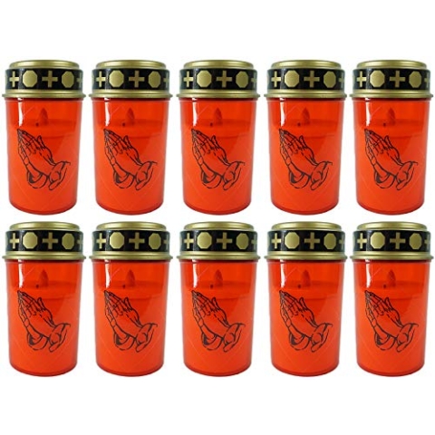 Novaliv LED Grablicht weiss 10 Stück Dauerbrenner LED Kerzen mit Batterien Grabkerzen Friedhofskerze Kerzen flackernde Flamme Gedenkkerze Grablaterne Ewiges Licht Trauerkerze