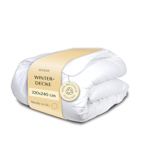 WENDRE Allergiker Bettdecke 220x240 für den Winter - Leichte Winterdecke - Winter Bettdecke220x240 mit Mikrofaser Oberfläche - Steppdecke - Schlafdecke - Dünne Decke - Extra Warm