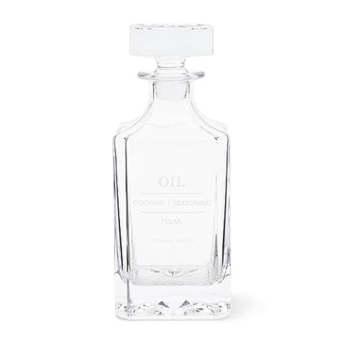 Riviera Maison Ölflasche Durchsichtig, Essigflasche, Modell Schnapsflasche, Vorratsflasche mit Deckel, hochwertiges - Amailloux Oil Bottle 730 ml - Glas - (ØxH) 9x22.5