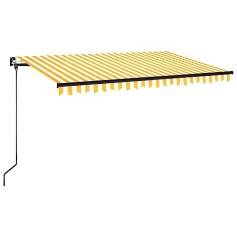 vidaXL Gelenkarmmarkise Einziehbar Markise Balkonmarkise Sonnenmarkise Sonnenschutz Sichtschutz Terrasse Garten Balkon 400x350cm Gelb Weiß