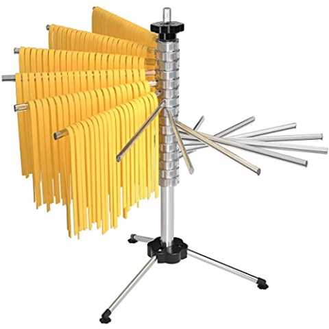 Tebery Nudeltrockner für bis zu 2,5kg Nudeln, 16 ausziehbare Sprossen, integrierter Transportierstab, faltbar - Spaghetti-Trockner, Pasta-Trockner