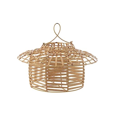 J-Line Windlicht Hängende Niedrige Rattan Natur