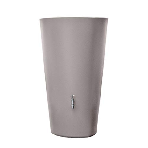 Regentonne Regenwassertank Rainbowl 210 Liter Taupe aus UV- und witterungsbeständigem Material. Regenfass BZW. Regenwassertonne mit kindersicherem Deckel und hochwertigen Messinggewinde