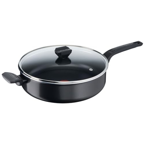 Tefal Easy Cook & Clean Schmorpfanne 28 cm, Antihaftbeschichtung, Thermo-Signal Temperaturindikator, Schwarz, B5553733