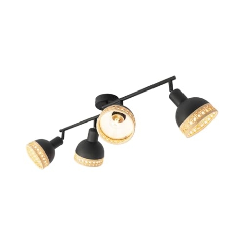 Lindby Strahler Lonnaris (Retro, Vintage Antik) in Schwarz aus Metall (4 flammig E14) - Deckenlampe Deckenleuchte Lampe Spot Wohnzimmerleuchte