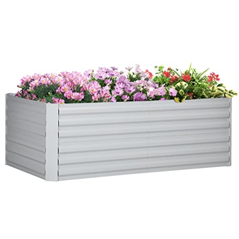 Outsunny Hochbeet aus Stahl, Pflanzbeet Frühbeet Gartenbeet Blumenkasten steckbar, Pflanzkasten Pflanzkübel 180x90x60cm für Garten Balkon Terrasse, Gemüsebeet für Blumen, Pflanzen, Obst