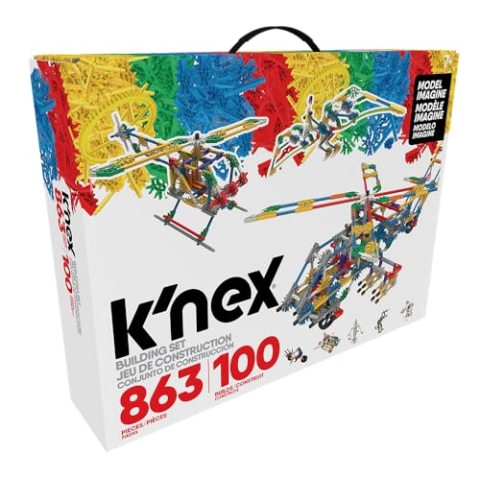 K'NEX 33869 - Bau- und Konstruktionsspielzeug Set 100 Model Imagine, Baukasten mit 863 Teilen, Konstruktionsset mit allen klassischen Knexteilen und Ideen zu 100 Modellen, Bauset für Kinder ab 7 Jahre