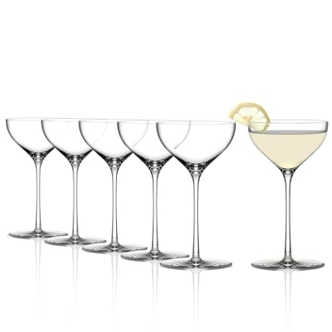 Stölzle Lausitz Kyoto Nick and Nora Glas 6er-Set I 190ml Cocktailschalen ideal für Martini oder Manhattan I Nach unten spitz zulaufende Cocktailgläser I Elegante, japanische Cocktailschale