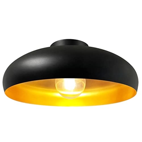 bamyum Deckenlampe Schwarz Gold, Androa, Küchenlampe Ø40 cm 1 flammig, Deckenleuchte Schwarz Gold E27, Küchenlampe Deckenleuchte Vintage, Deckenlampe Wohnzimmer, Deckenlampe Retro Vintage Schlafzimmer