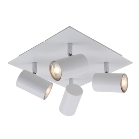 BRILONER - Deckenlampe schwenkbar, GU10 Fassung, max. 40 Watt, Deckenleuchte, Lampe, Wohnzimmerlampe, Schlafzimmerlampe, Küchenlampe, Deckenstrahler, Deckenbeleuchtung, 26,5x26,5x12,3 cm, Weiß