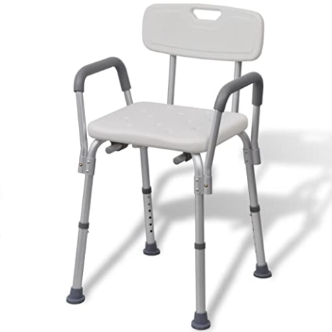 vidaXL Duschstuhl mit Arm-& Rückenlehne Aluminium Duschsitz Badestuhl Badhocker