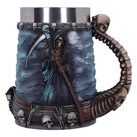 Nemesis Now River Styx Sensenmann Bierkrug, Harz, blau, 17,5 cm