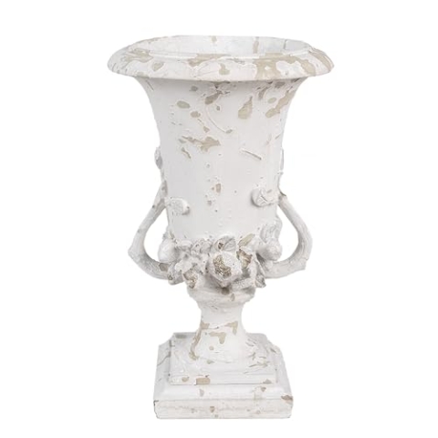 Clayre & Eef Blumentopf Ø 19x28 cm Weiß Beige Polyresin Dekoration Vase