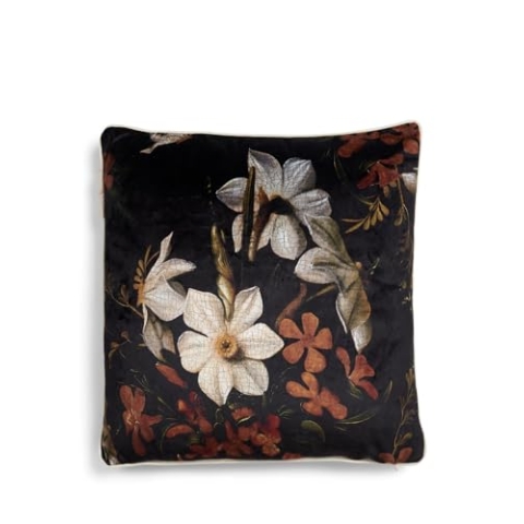 ESSENZA Dekokissen Daffodils Reunited Schwarz, 50x50 cm - 100% Polyester Samt - Blumen
