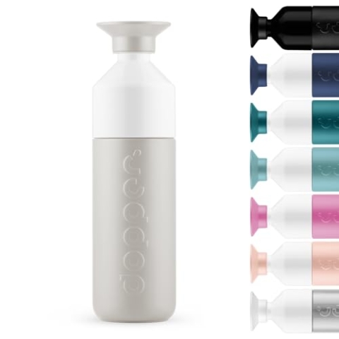 Dopper Insulated 580ml Thermosflasche Gentle Grey - Doppelwandig, auslaufsicher, hält 24h kalt/9h heiß - Edelstahl Trinkflasche - Thermobecher - Kaffeebecher - Wasser, Tee