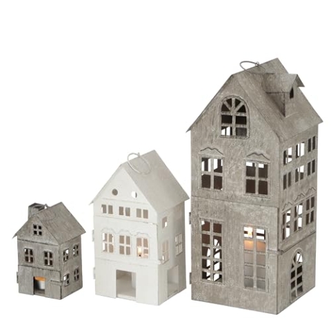 Boltze Laternen Set Firenza (Windlichter 3-teilig, stilvolles Design, Lichthaus, ohne Kerzen, Dekoration für Wohnung, Haus, Indoor, Kerzenhalter) 4029300, Weiß