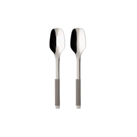 Villeroy & Boch – S+ Taupe Salatbesteck 2 Teilig Grau, Rostfrei, Spülmaschinenfest, Besteckset, Besteck Für Salat, Essbesteck, Löffel, Salatlöffel, Edelstahl/Silikon