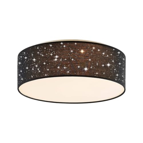 Lindby LED Deckenleuchte Ellamina (Modern) in Schwarz aus Textil (1 flammig,) - Lampe Deckenlampe Wohnzimmerleuchte