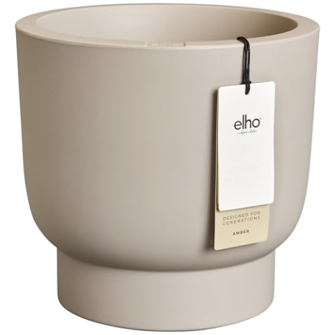 elho Amber Grail 30 - Blumentopf für Innen und Außen - 100% Recyceltem Plastik - Ø 29.5 x H 28.3 cm - Beige/Balanced Beige