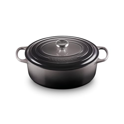 Le Creuset Signature Gusseisen-Bräter mit Deckel, Ø 31 cm, Oval, Für alle Herdarten und Induktion geeignet, Volumen: 6,3 l, 5,705 kg, Flint