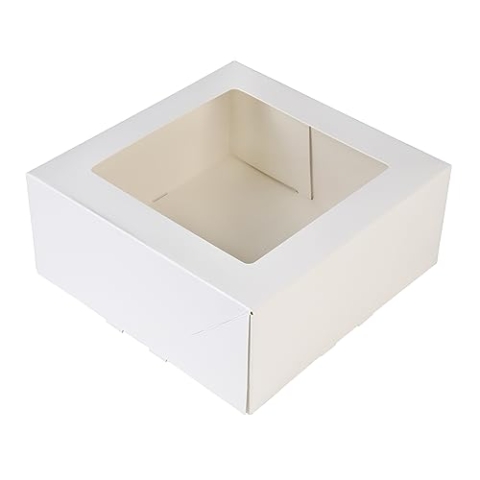 BrandNewCake® Tortenschachtel mit Fenster - 21x21x9 cm - 50 Stück - Weiße Karton-Tortenschachteln für Kuchen und Torten