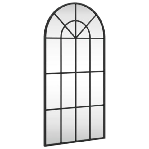vidaXL Wandspiegel, Hängend Gewölbt Spiegel Badspiegel, Fensterspiegel für Badezimmer Wohnzimmer, Dekospiegel Flurspiegel, Schwarz 40x80 cm Eisen