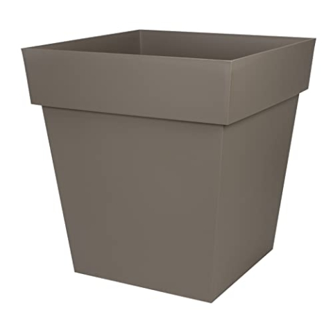 EDA - Blumentopf, quadratisch, Toskana, 50 cm, Volumen 87 l, 49,5 x 49,5 x 52,5 cm, Taupe