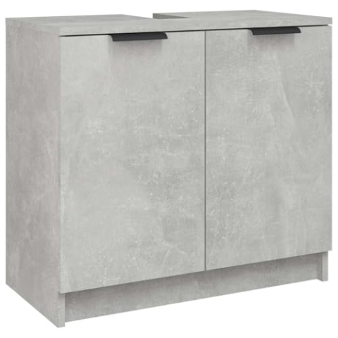 vidaXL Badezimmerschrank, Badschrank mit viel Stauraum, Waschbeckenunterschrank für Badezimmer, Waschbeckenschrank Badmöbel, Betongrau Holzwerkstoff