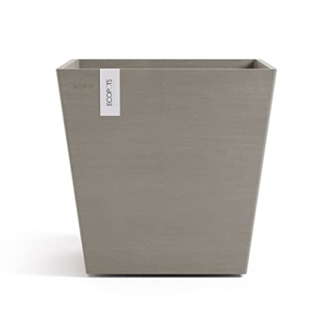 Ecopots Blumentopf Rotterdam Braun Grau (Taupe) - 40 x 40 cm quadratisch groß - Pflanzentopf aus Recycling Kunststoff - Übertopf modern für Indoor und Outdoor