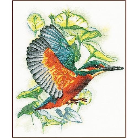 Lanarte Kreuzstich Stickpackungen Gezählter Kreuzstichbilder Set EISVOGEL Wanddekoration Handarbeit Set für Erwachsene 33 x 41 cm DIY Deko Bastelset Handwerker Kreative Geschenkset