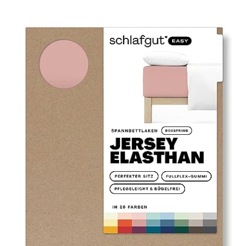 Schlafgut Easy Jersey Elasthan Boxspring Spannbettlaken 90x190 bis 100x220 Purple Mid, Spannbetttuch aus superweicher Baumwolle mit Elasthan