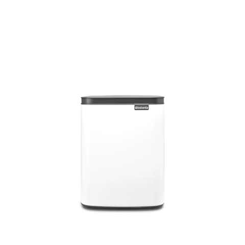 Brabantia - Bo Abfalleimer 7L - Kleiner & stilvoller Abfalleimer - Leicht zu öffnender und sanft schließender Deckel - Hygienisch & platzsparend - Wandmontage - für Bad, Toilette, Home Office - Weiß