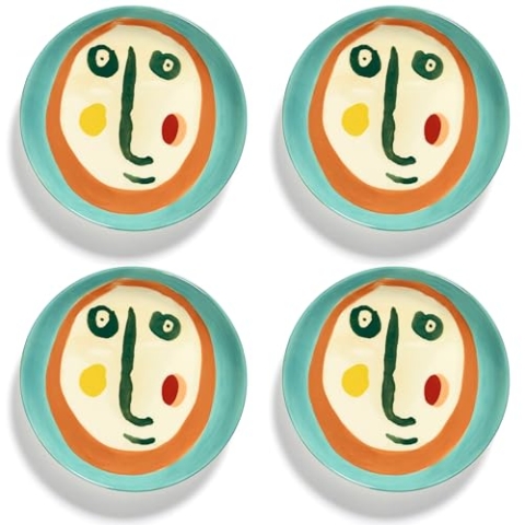 Serax Ottolenghi Frühstücksteller, Festgeschirr von Ottolenghi, 4 Dessertteller, Steingut-Geschirr-Set in verschiedenen Farben, luxuriöses Geschirr für Abendessen zu Hause, Party, Küchensets