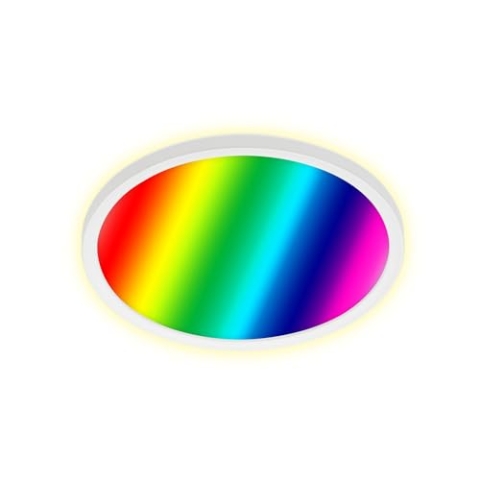 BRILONER Leuchten - LED Panel, Deckenleuchte dimmbar, Deckenlampe, RGB, Farbsteuerung, Backlight, inkl. Fernbedienung, 15 Watt, 1.850 Lumen, 4.000 Kelvin, Weiß, Ø 29,3cm