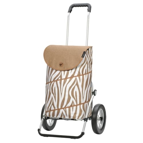 ANDERSEN Einkaufstrolley - Royal Shopper Tyra Zebra 46 L Einkaufsroller, hohe Qualität, modisch, Aluminium, klappbar, leichtgängig