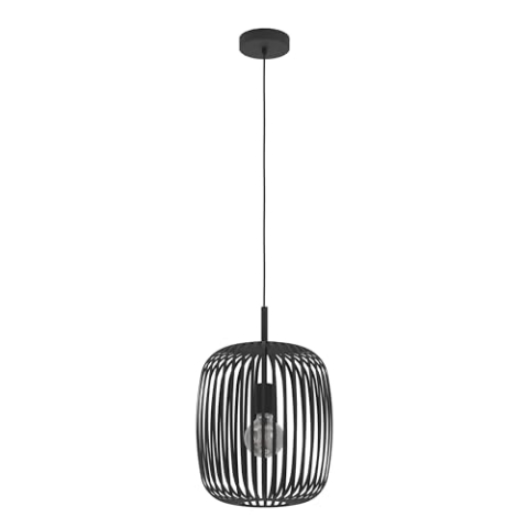 EGLO Hängelampe Romazzina, Esstisch Pendelleuchte 1-flammig, Esszimmerlampe aus Metall in Schwarz, Hängeleuchte mit E27 Fassung
