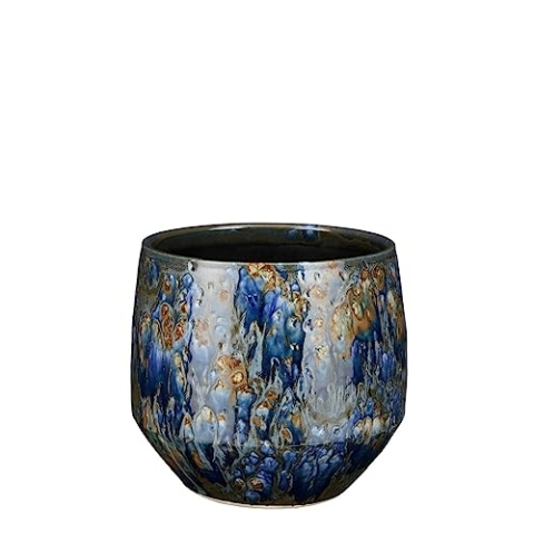 MICA Decorations Harris Blumentopf - 20x20x18 cm - Keramik - Blau