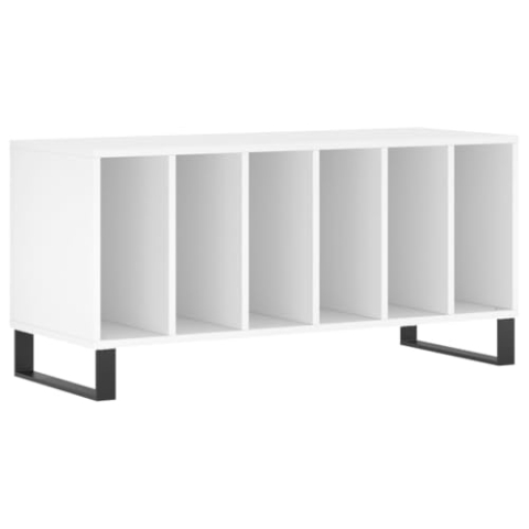 vidaXL Plattenschrank, Schallplattenschrank mit viel Stauraum, Plattenspieler Schrank für Wohnzimmer, LP Schrank Schallplattenständer, Weiß Holzwerkstoff