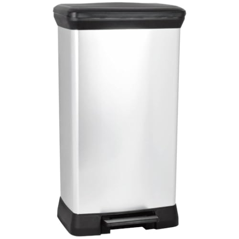 Curver Deco Bin metalics 240643 Mülleimer 50 l (B x H x T) 390 x 720 x 290 mm Silber, Schwarz 1 St.