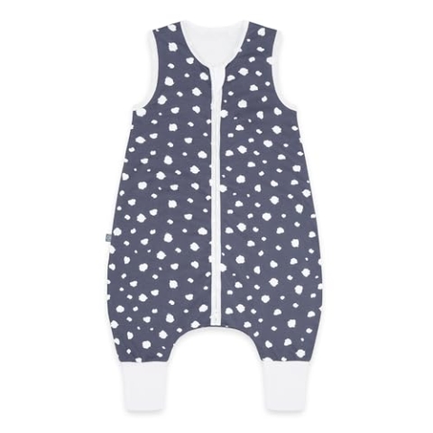 emma & noah Baby Schlafsack mit Füßen 1.0 TOG, Ganzjahres Schlafsack mit Beinen für den Frühling, Sommer und Herbst, 100% Bio-Baumwolle, Oeko-TEX Zertifiziert (Punkte Blau, 70 cm)